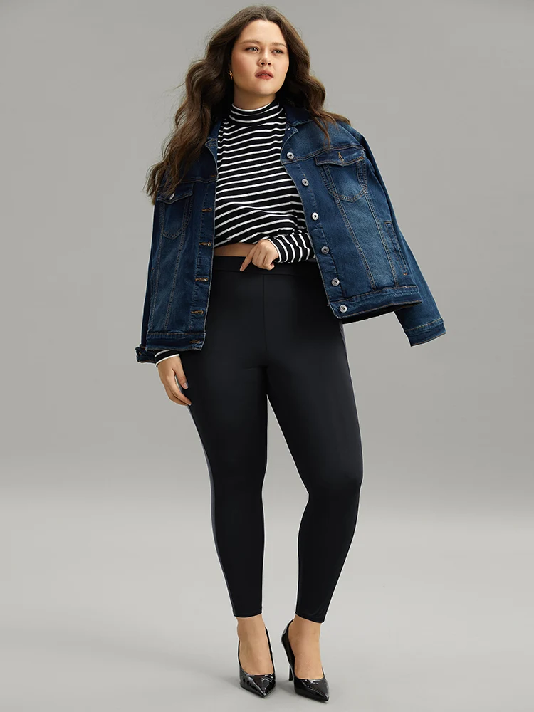 Patchwork Elastic Waist Skinny Leggings