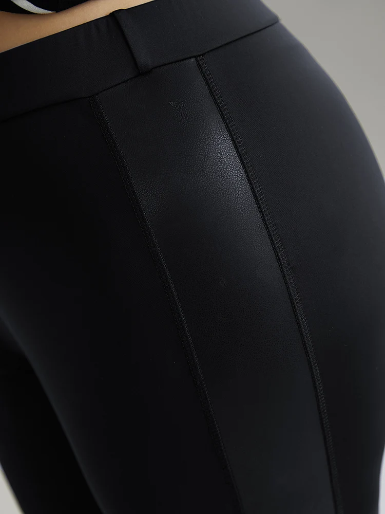 Patchwork Elastic Waist Skinny Leggings