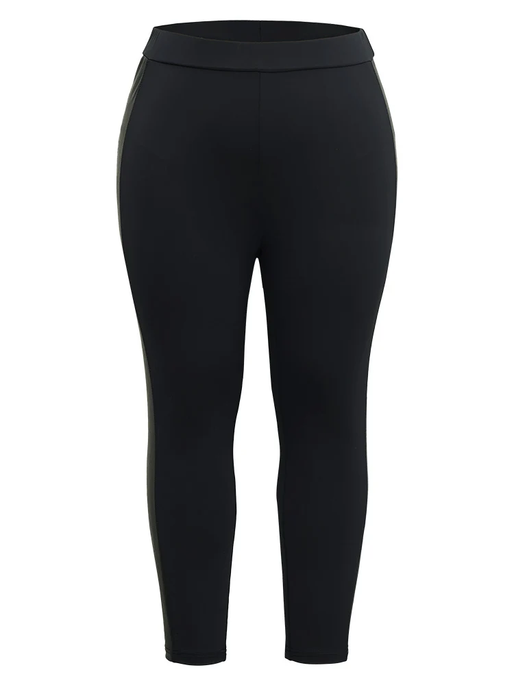Patchwork Elastic Waist Skinny Leggings