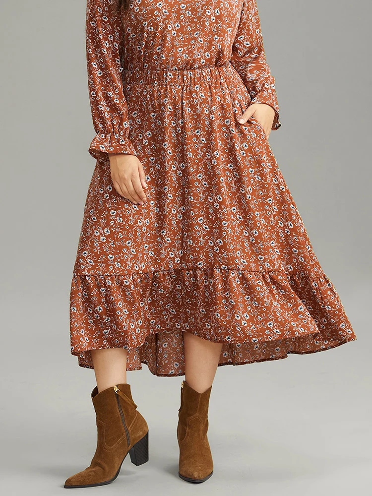 Ditsy Floral Pocket Elastic Waist Skirt