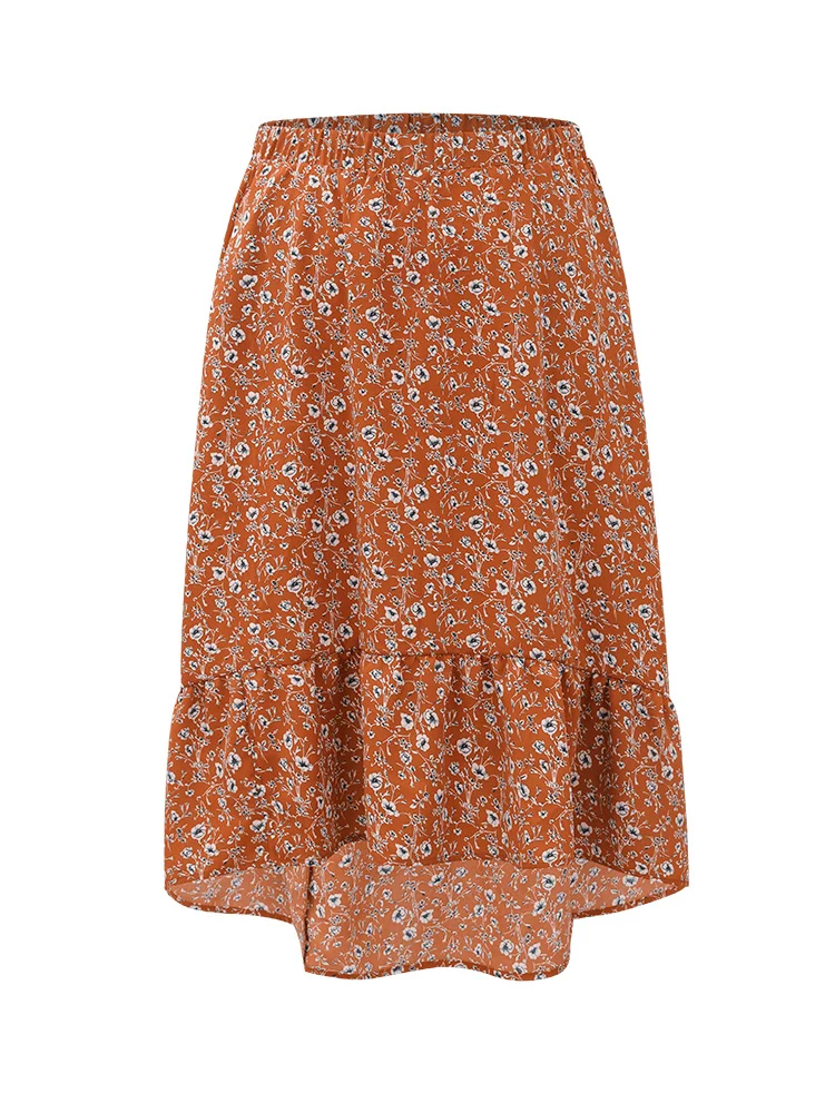 Ditsy Floral Pocket Elastic Waist Skirt
