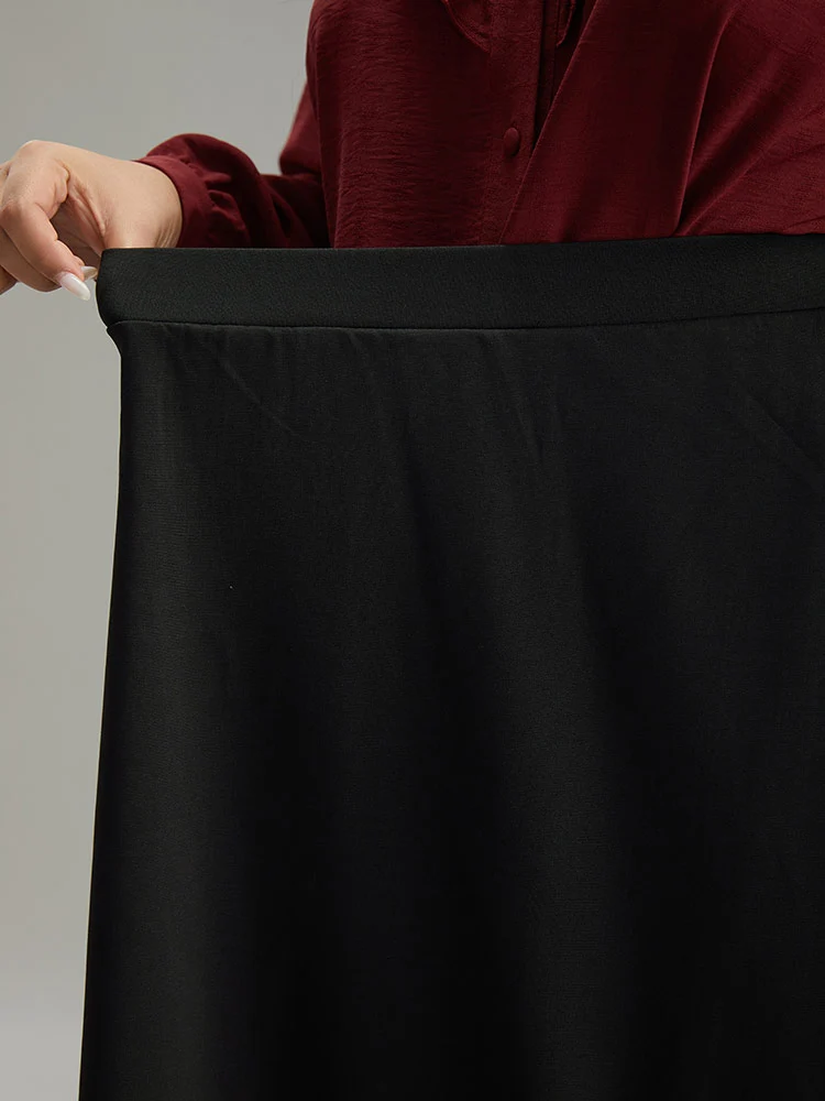 Plain Elastic Waist Pocket Laser Cut Skirt