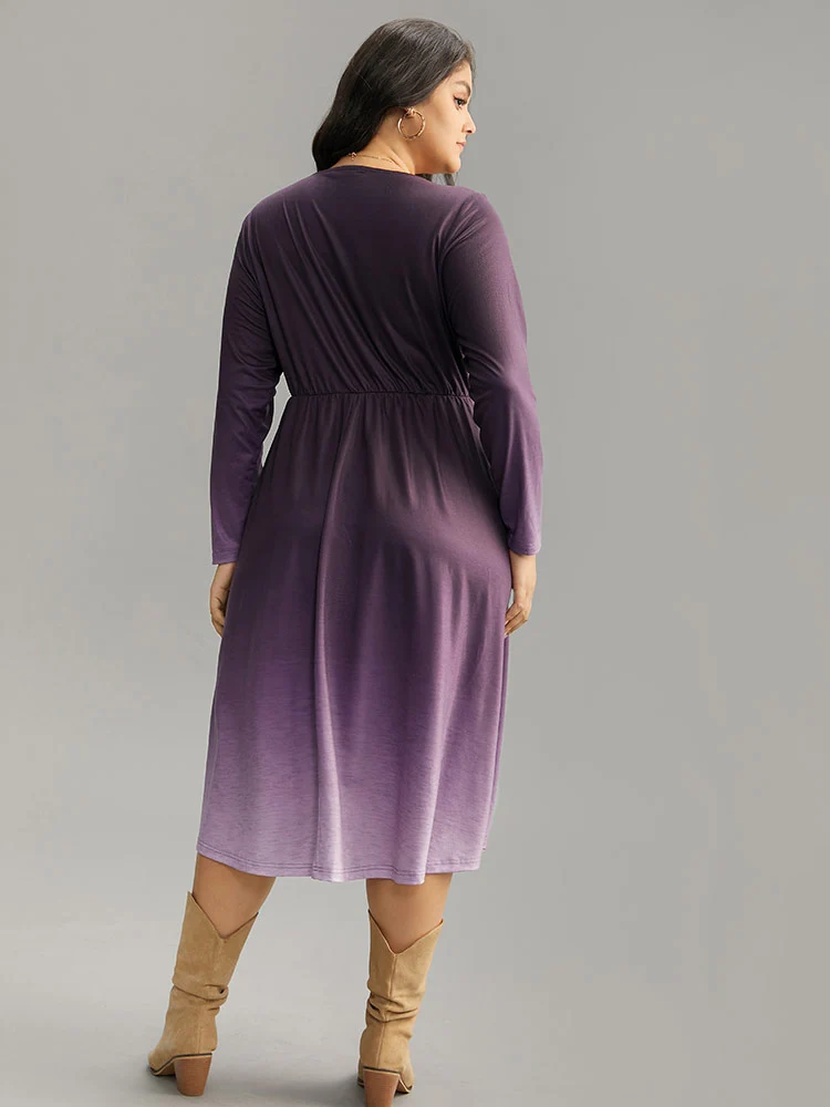 Tie Dye Button Detail Pocket Elastic Waist Dress