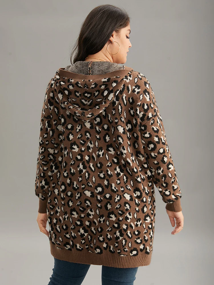 Supersoft Essentials Leopard Hooded Pocket Cardigan