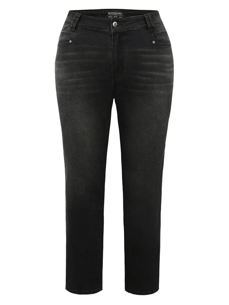 Vintage Black Wash Straight Leg Jeans