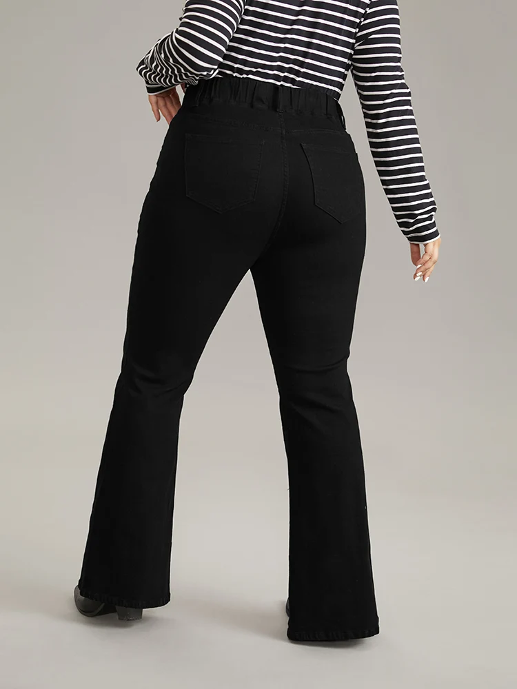 Solid Split Front Flare Leg Very Stretchy Jeans