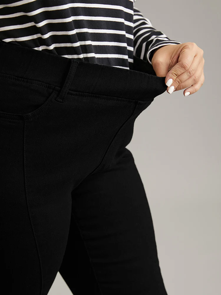 Solid Split Front Flare Leg Very Stretchy Jeans