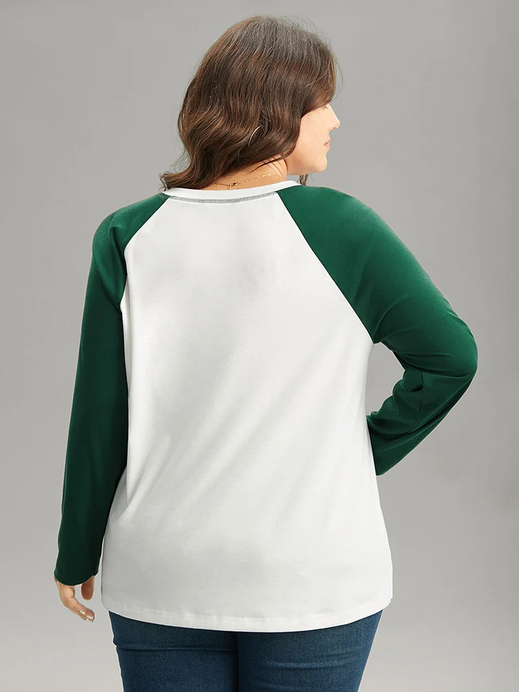 Christmas Gingerbread Man Contrast Raglan Sleeve T-shirt