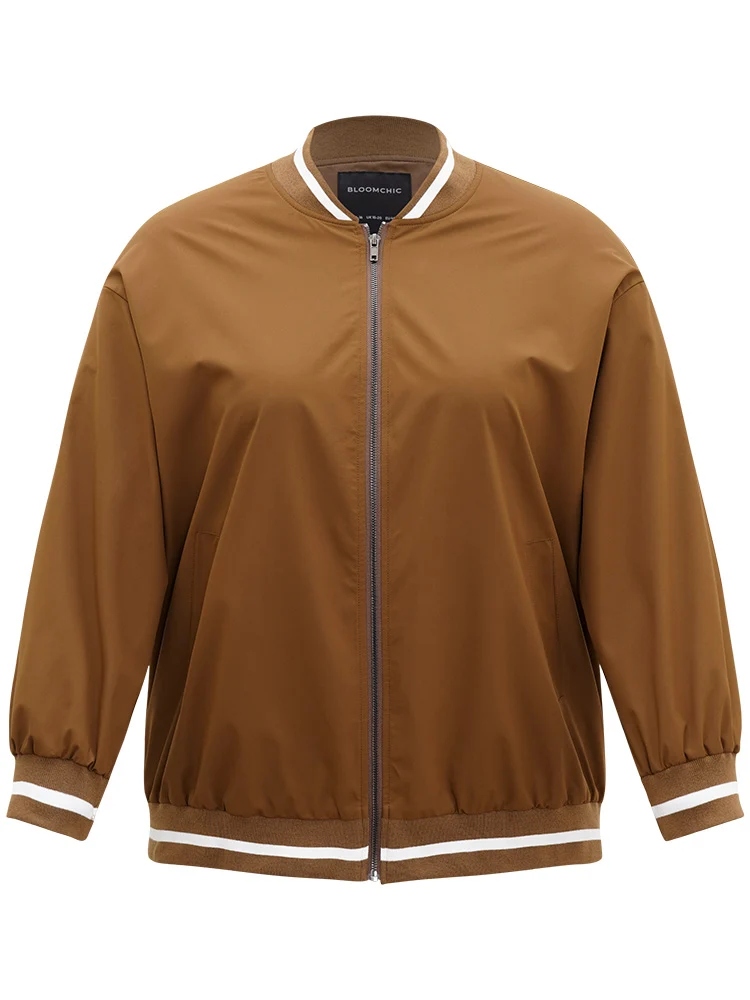 Letter Embroidered Pocket Baseball Collar Jacket