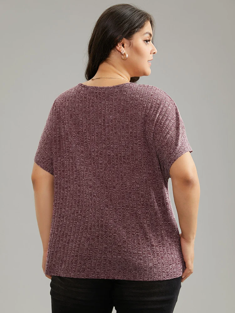 Plisse Surplice Neck Batwing Sleeve T-shirt