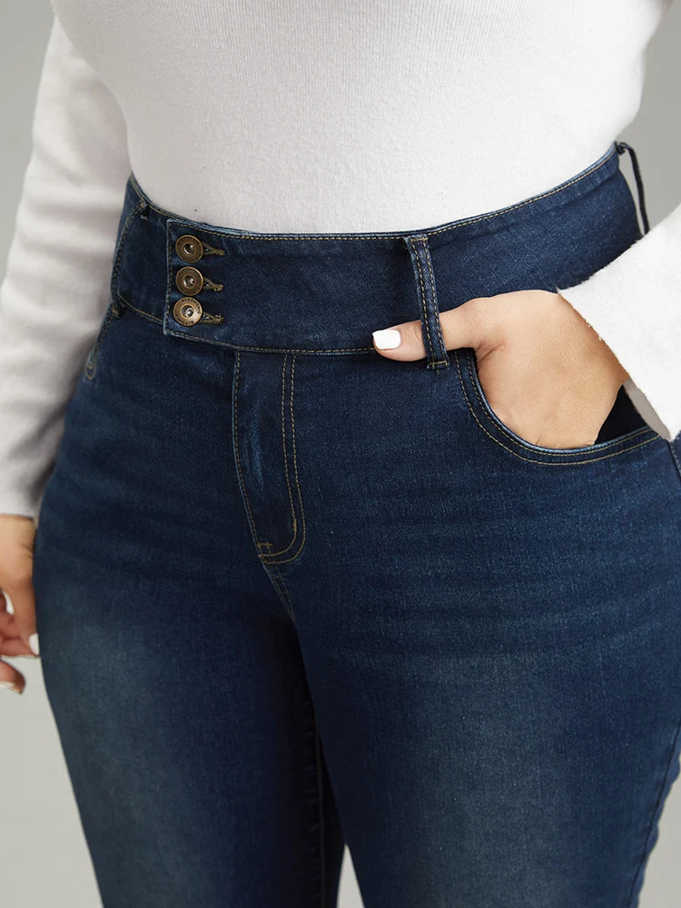 Button Down Pocket High Rise Dark Wash Jeans