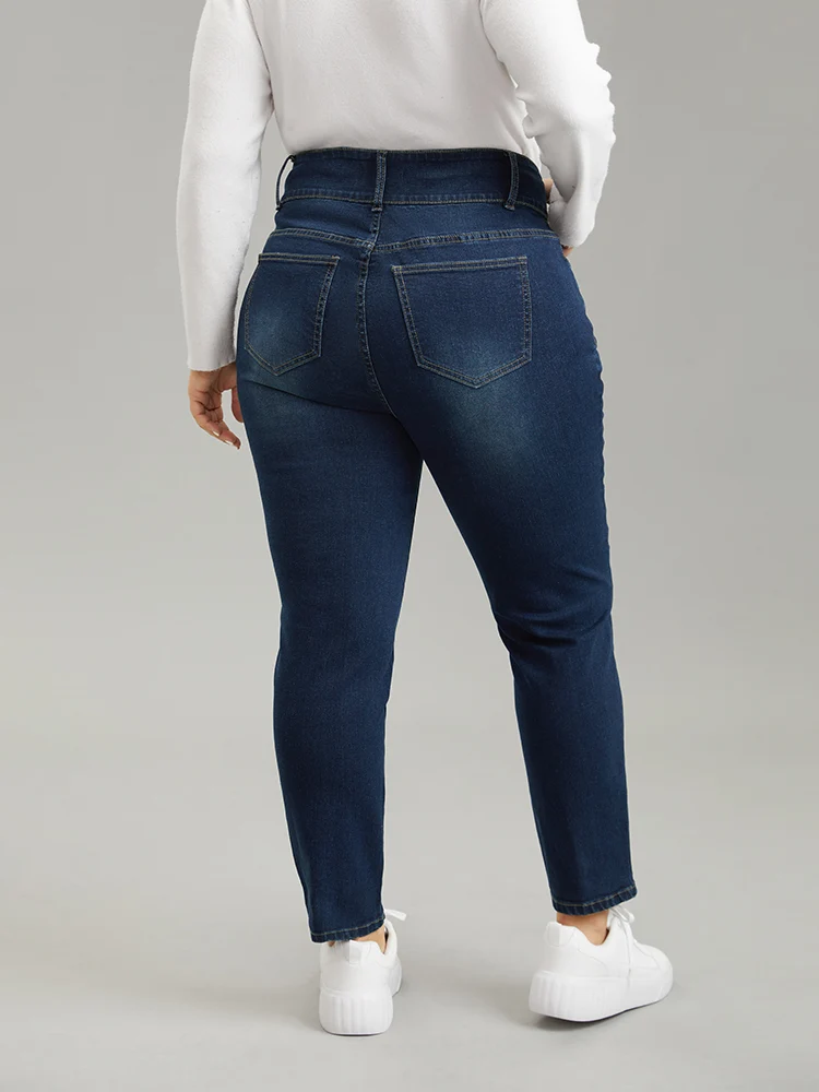 Button Down Pocket High Rise Dark Wash Jeans