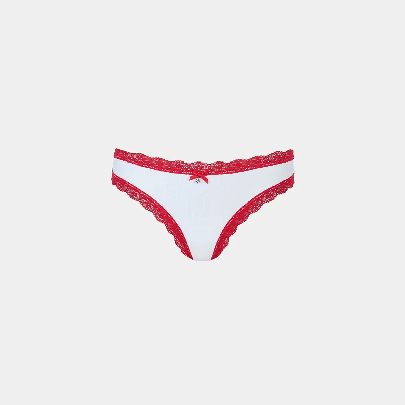 Lot de Strings Flocon de Neige (Pack de 2) - Rouge/Blanc