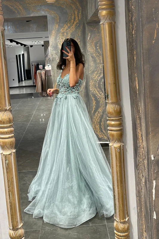 Robe de bal sirène élégante à bretelles spaghetti avec appliques et perles