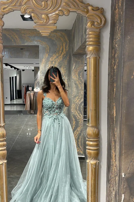 Robe de bal sirène élégante à bretelles spaghetti avec appliques et perles