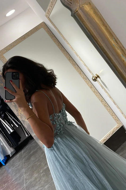 Robe de bal sirène élégante à bretelles spaghetti avec appliques et perles