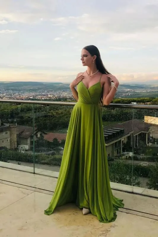 Robe de bal trapèze élégante sans manches à bretelles spaghetti en mousseline de soie pour femme
