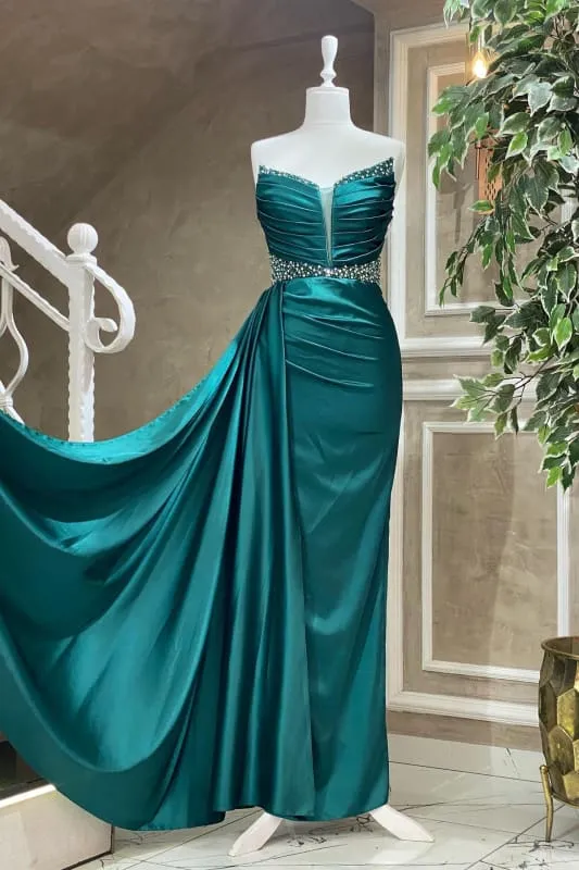 Robe de bal sirène élégante sans bretelles ornée de perles pour des occasions spéciales inoubliables