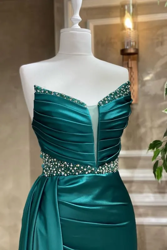 Robe de bal sirène élégante sans bretelles ornée de perles pour des occasions spéciales inoubliables