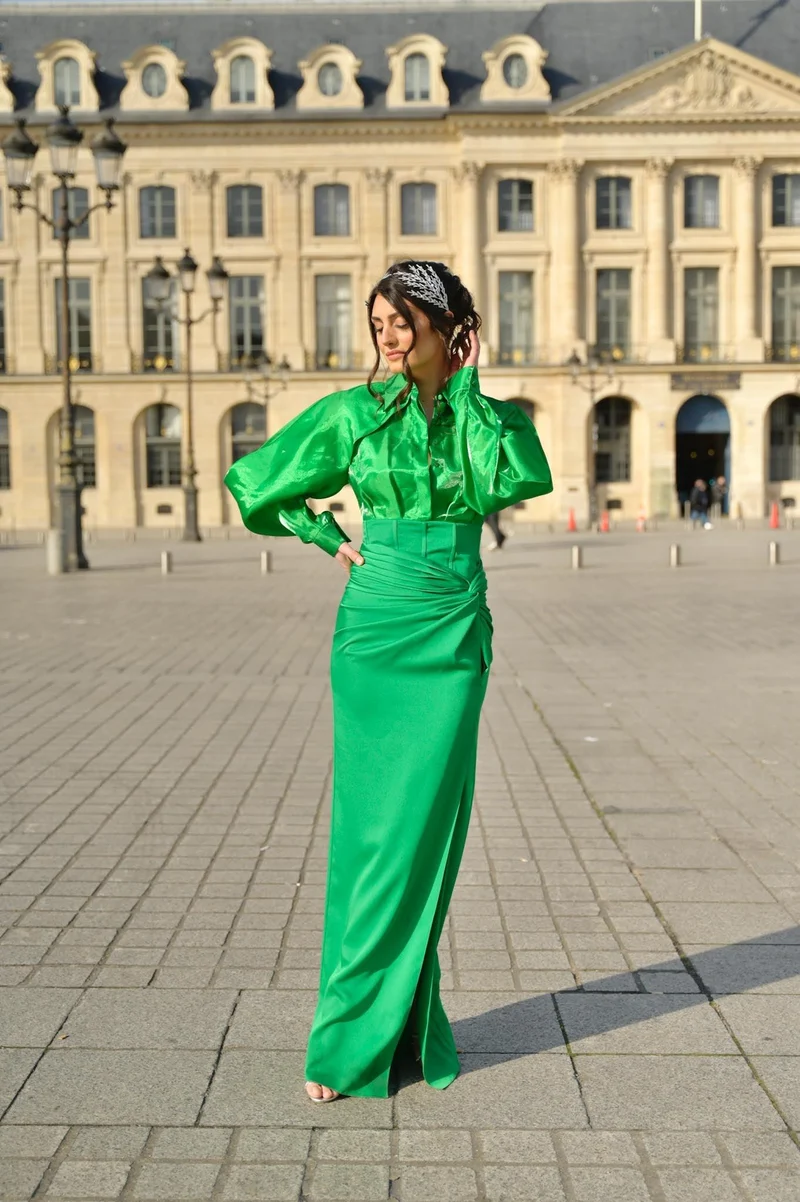 Robe Kaly chemisier verte