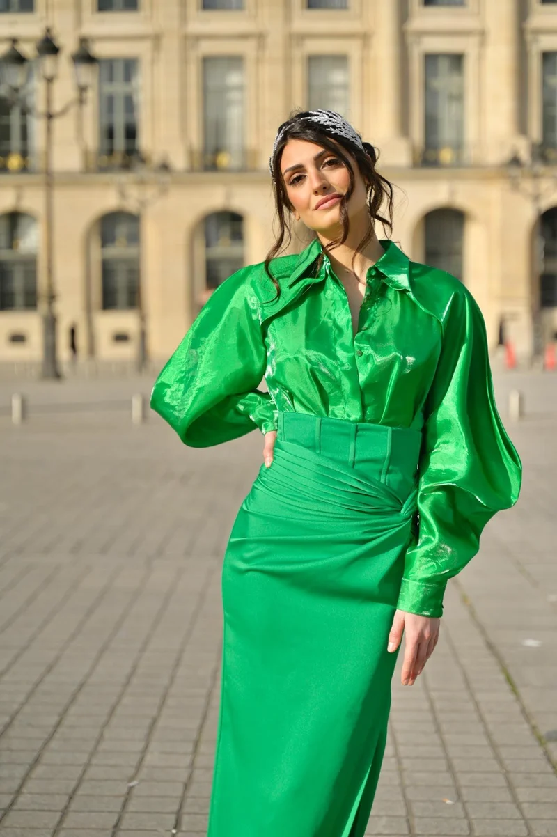 Robe Kaly chemisier verte