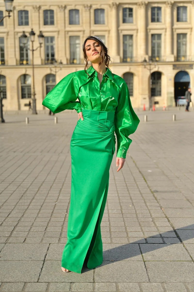 Robe Kaly chemisier verte
