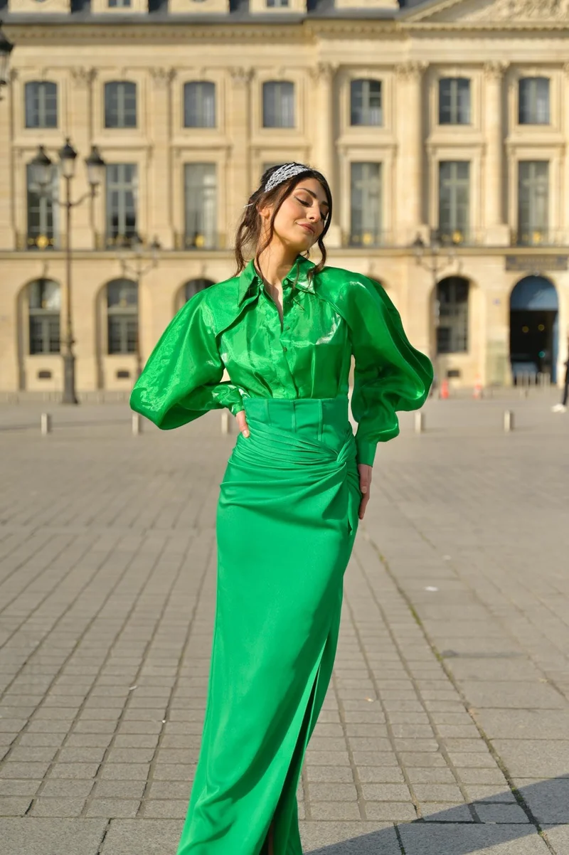 Robe Kaly chemisier verte