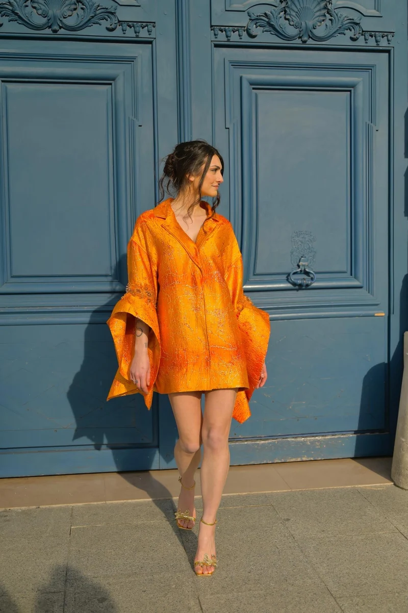 Robe Salomé jacquard orange