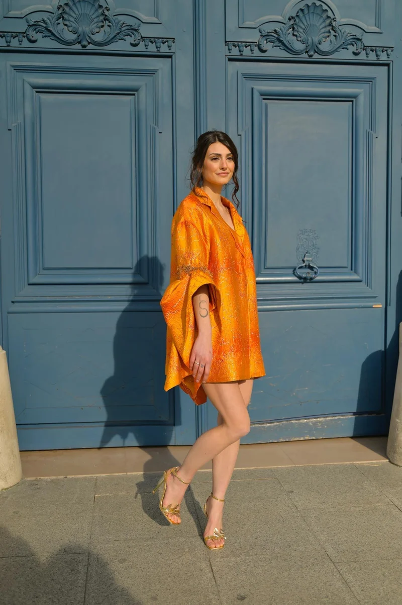 Robe Salomé jacquard orange