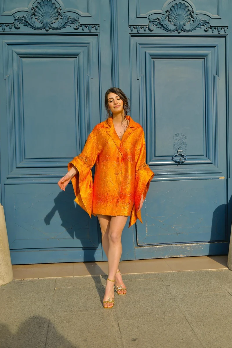Robe Salomé jacquard orange