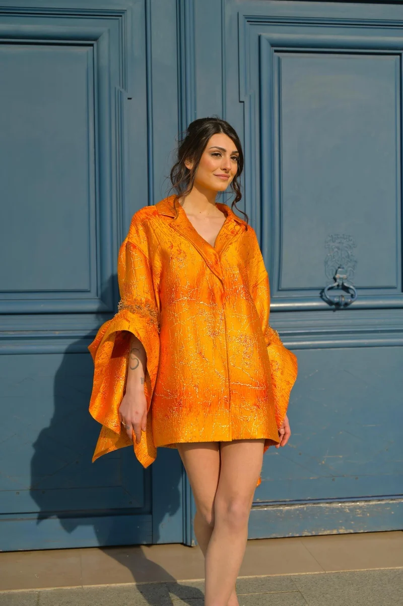 Robe Salomé jacquard orange