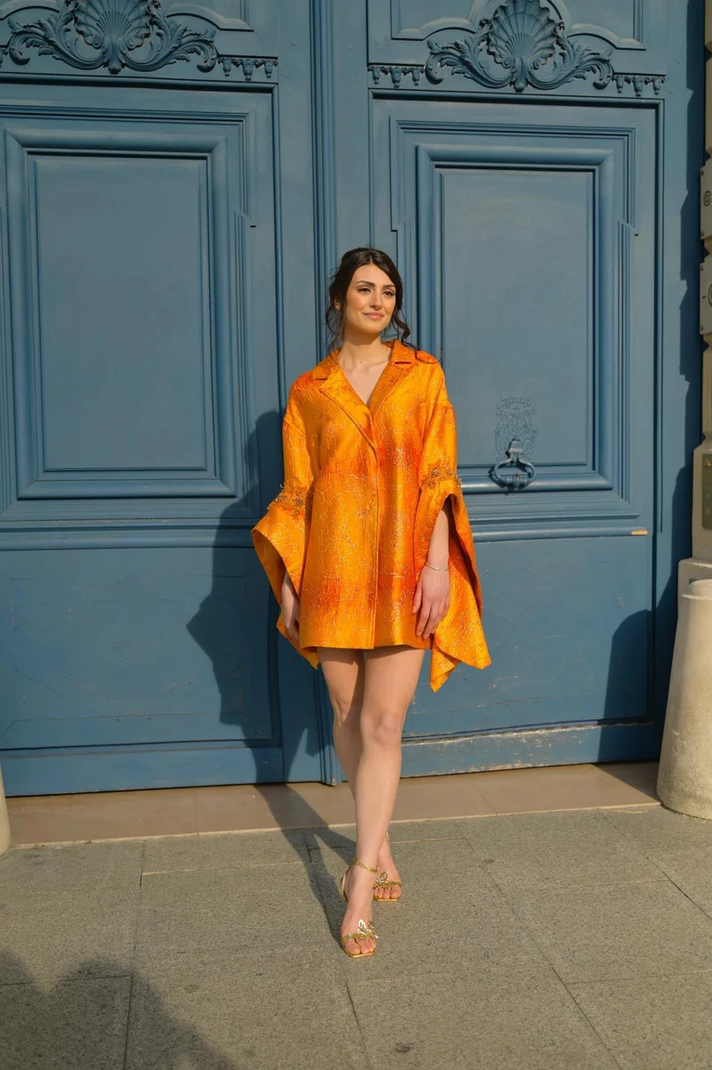 Robe Salomé jacquard orange
