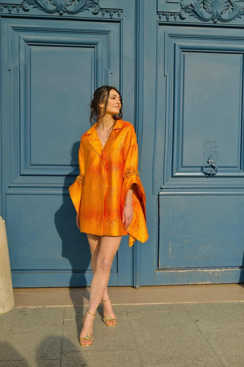 Robe Salomé jacquard orange