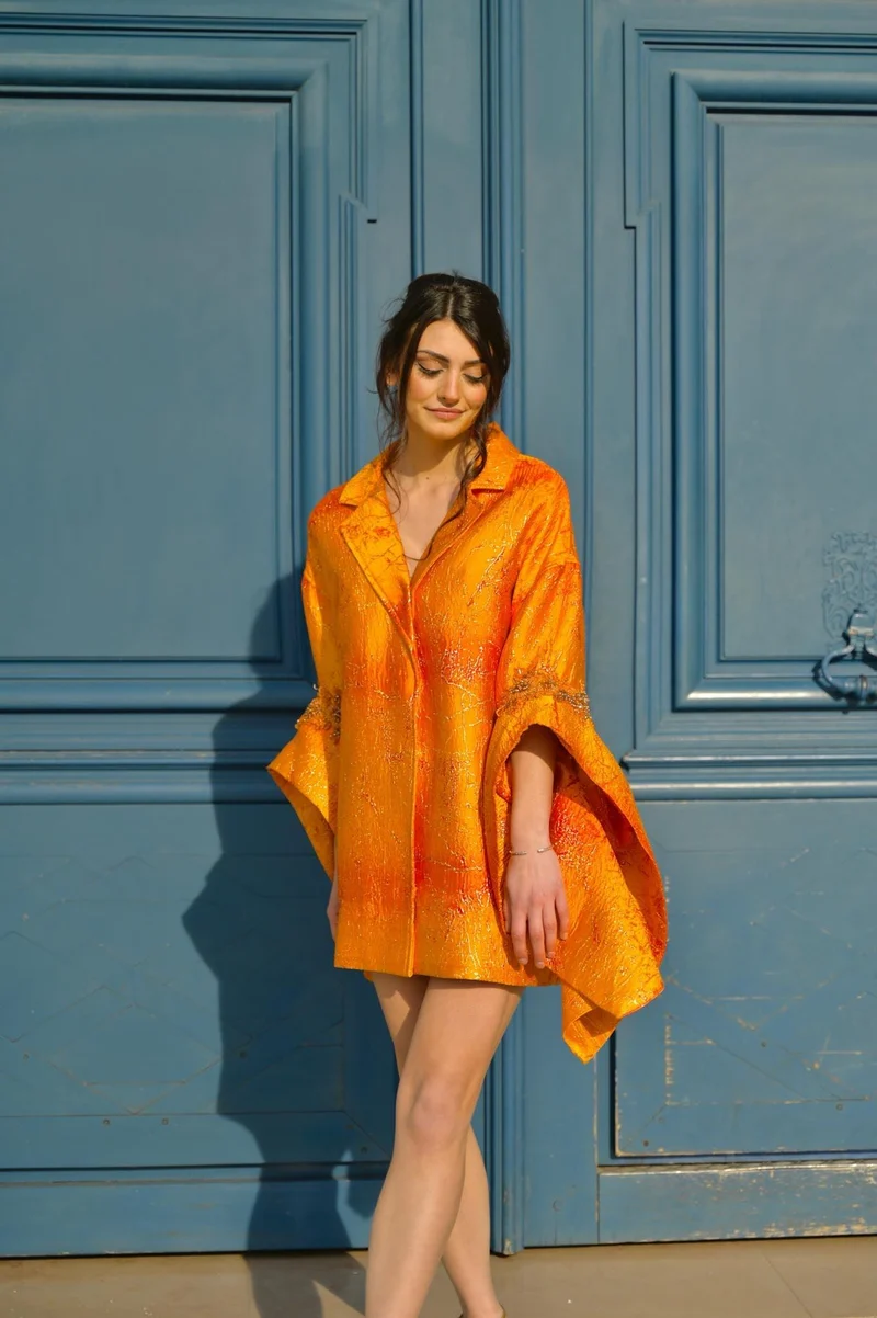 Robe Salomé jacquard orange