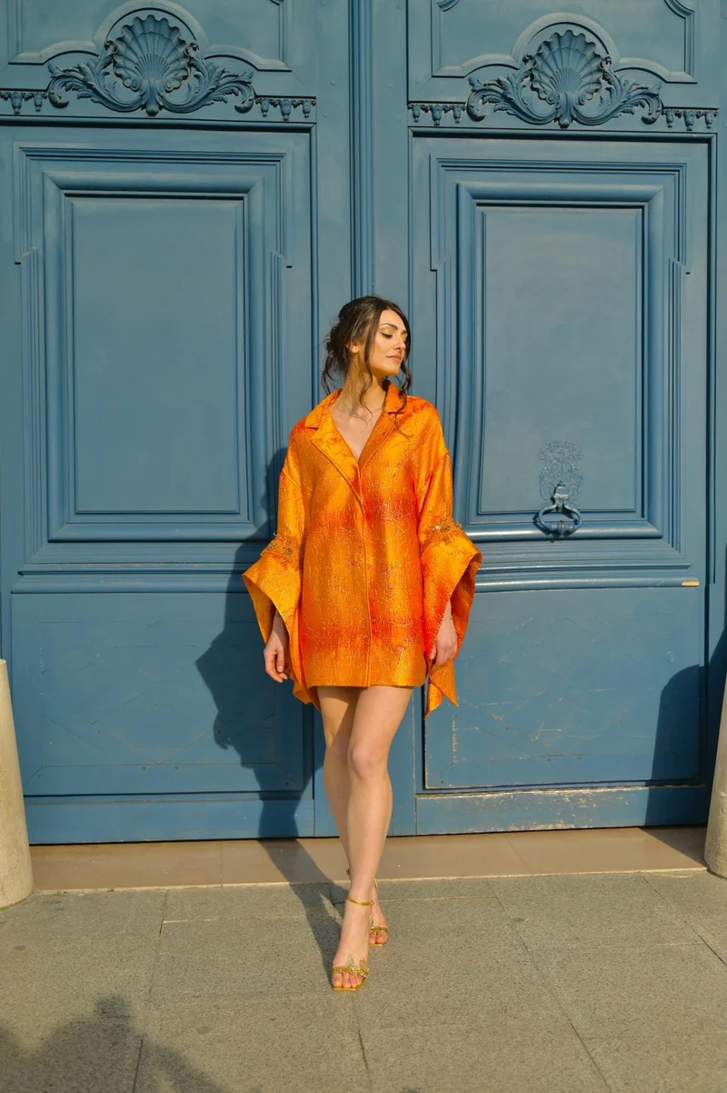 Robe Salomé jacquard orange