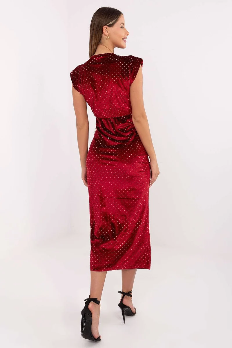 Robe Nouvel An fendue en velours rouge