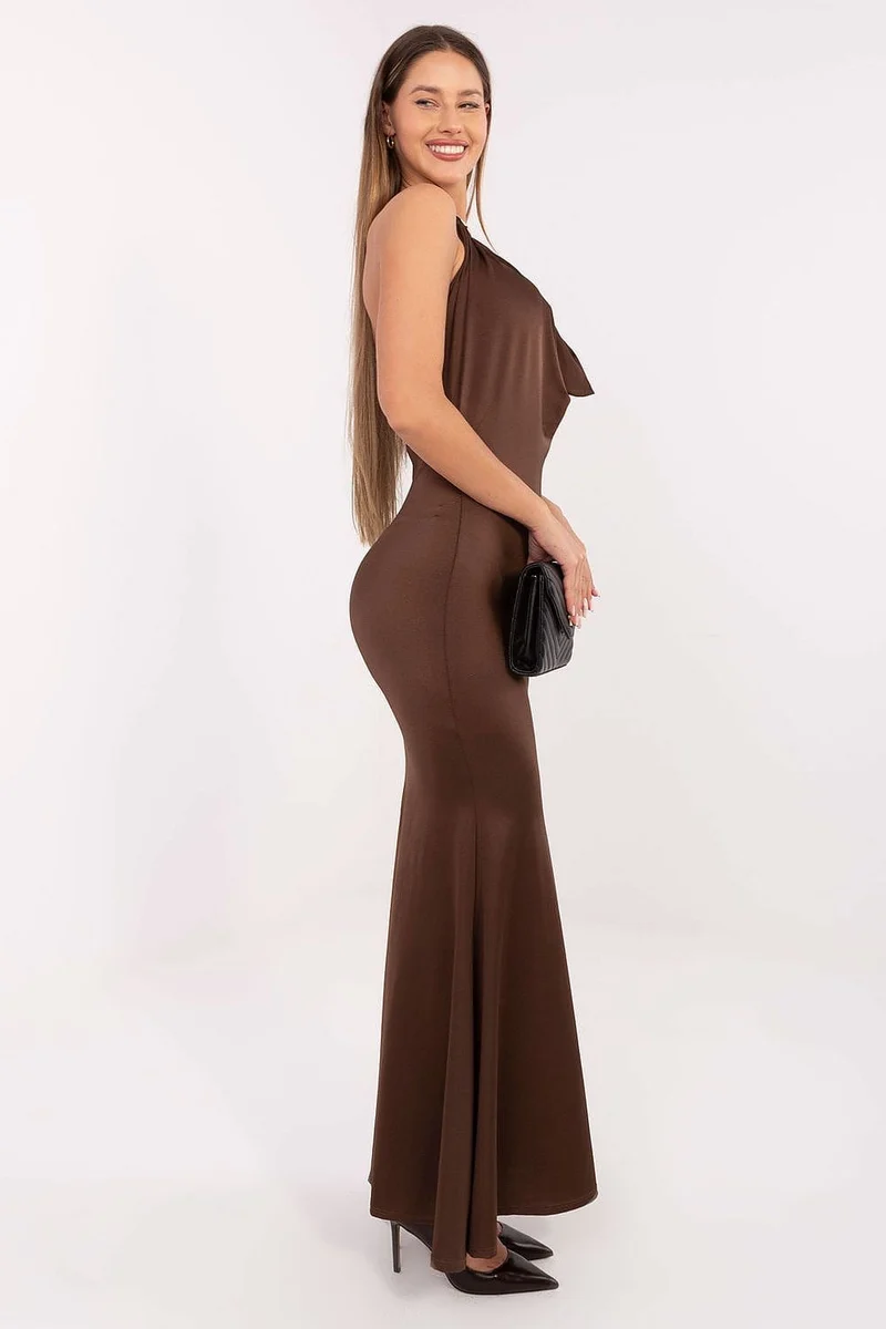 Robe de soirée longue dos nu chocolat