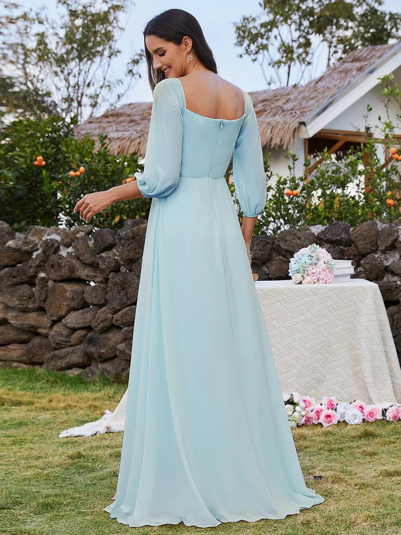 ever DANICA|Robes de demoiselle d'honneur à manches longues en mousseline à épaules dénudées