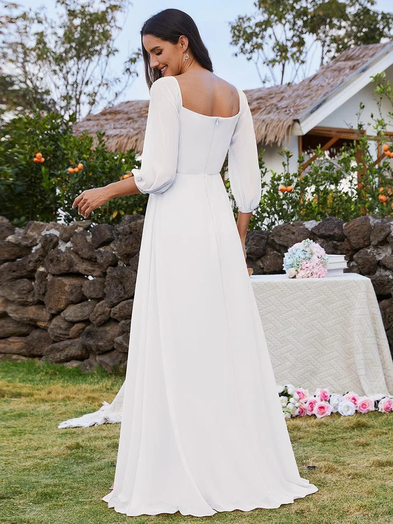 ever DANICA|Robes de demoiselle d'honneur à manches longues en mousseline à épaules dénudées