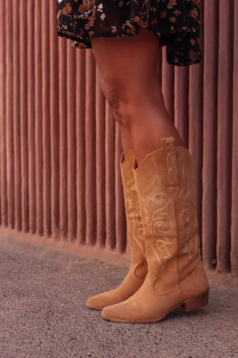 Bottes Santiags beige