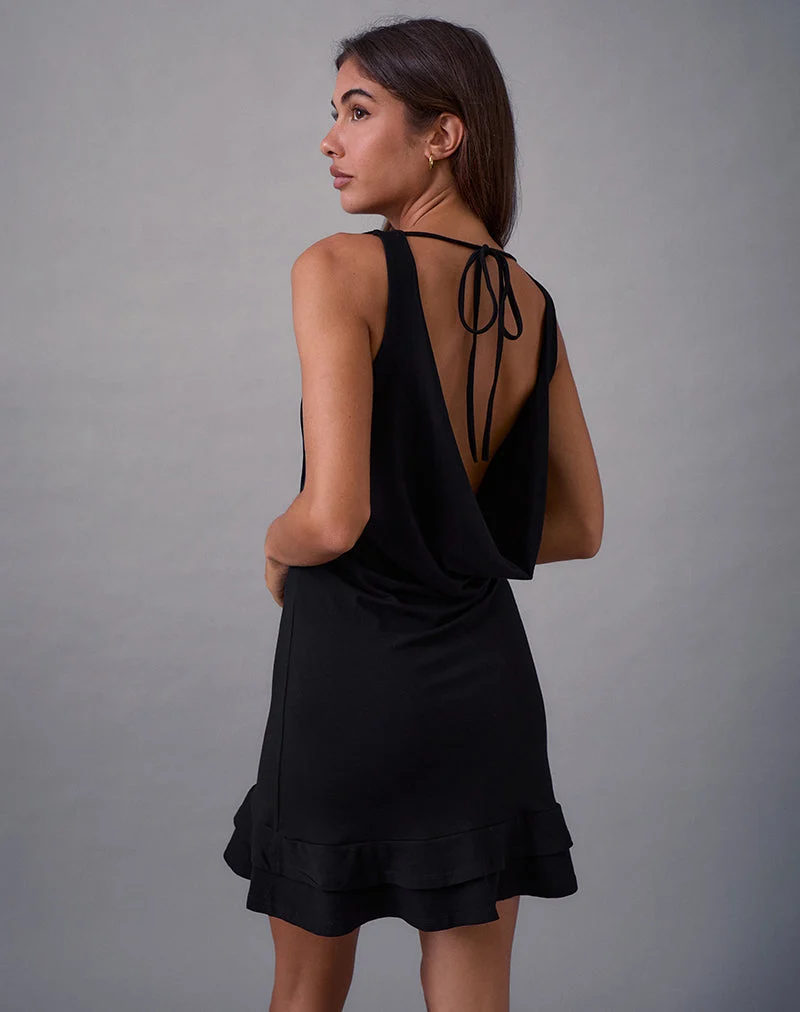 Mini robe dos nu Opaline en noir