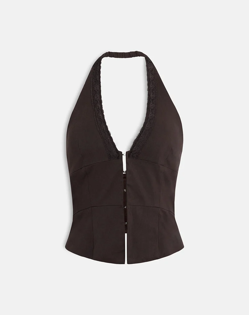 Ronin Top in Lace Tailoring Brown