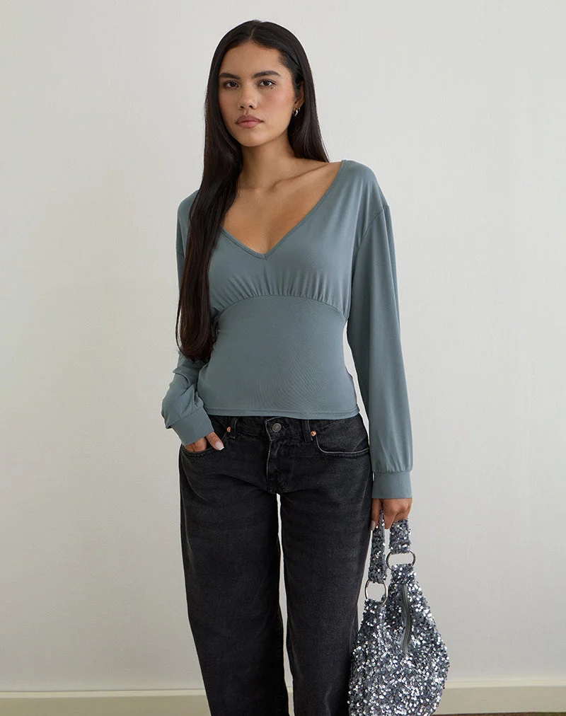 Top Romari, bleu cendré