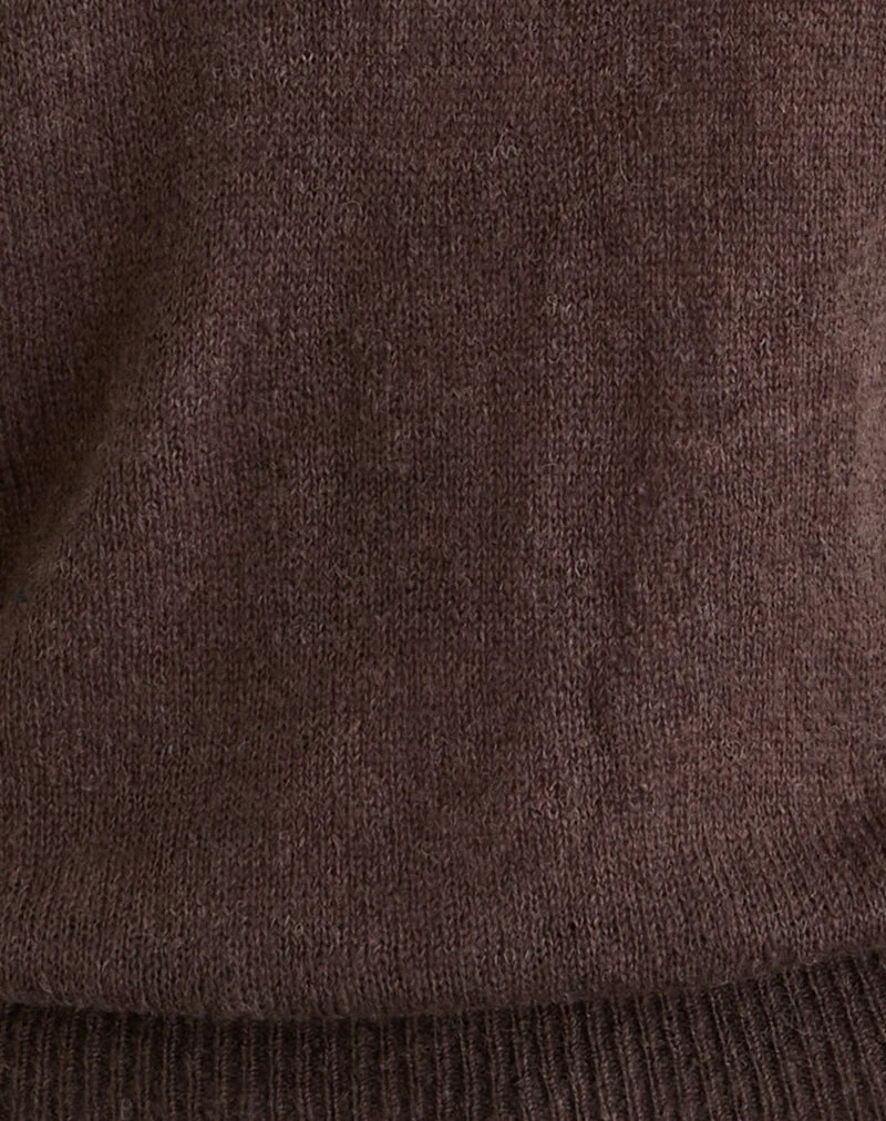 Haut à dos échancré Sinda en tricot chocolat foncé