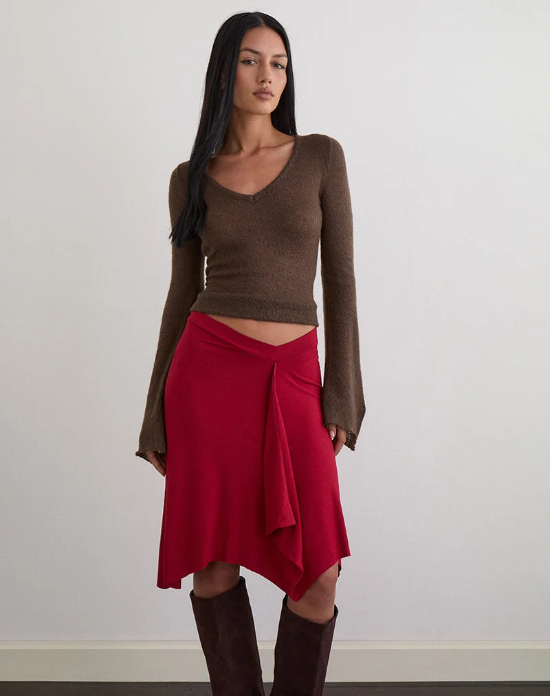 Jupe midi Esmeray, rouge adrénaline