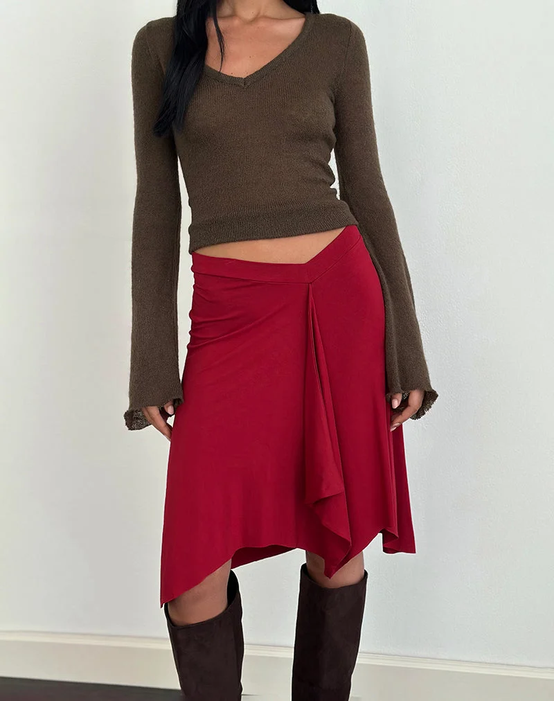 Jupe midi Esmeray, rouge adrénaline