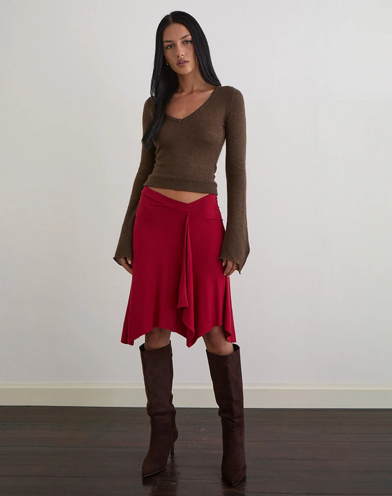 Jupe midi Esmeray, rouge adrénaline
