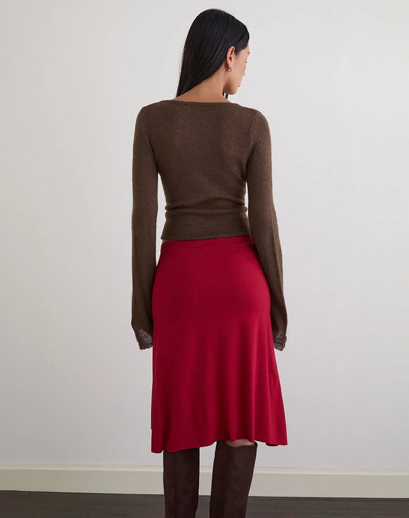 Jupe midi Esmeray, rouge adrénaline