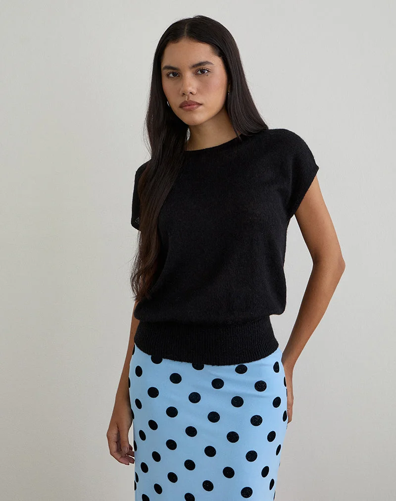 Sorin - Top à ceinture profonde en tricot noir