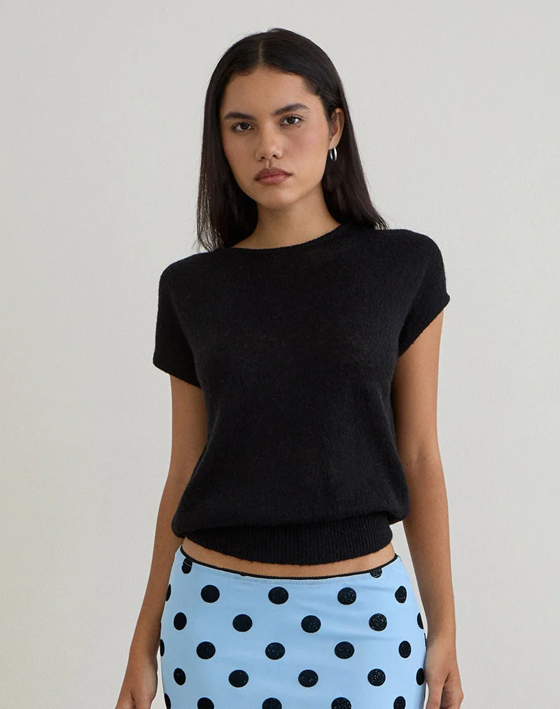 Sorin - Top à ceinture profonde en tricot noir